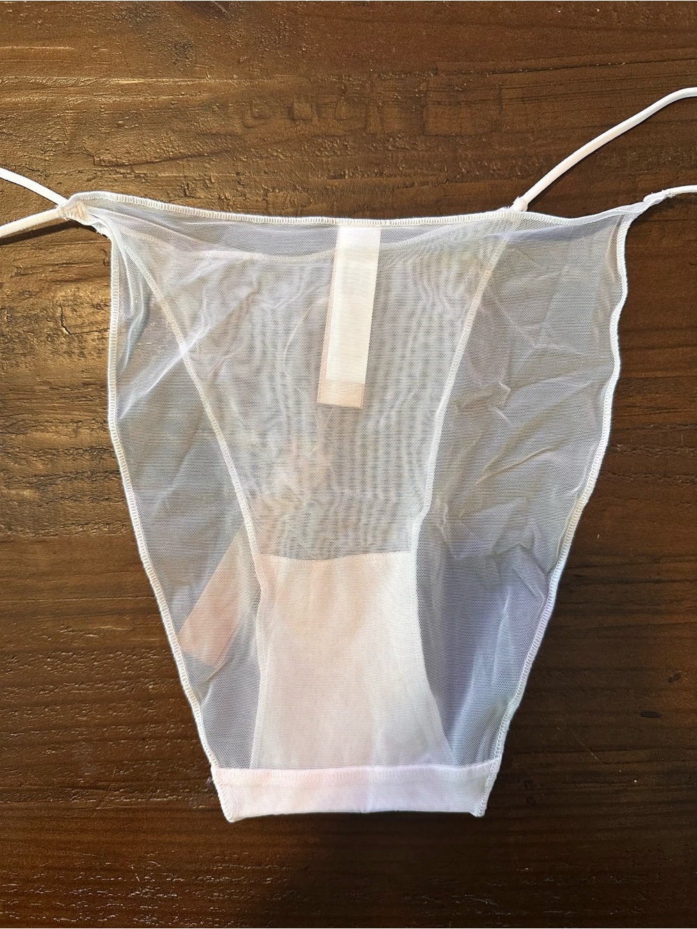 SKIMS Sheer White High-Cut Mesh String Bikini Panties